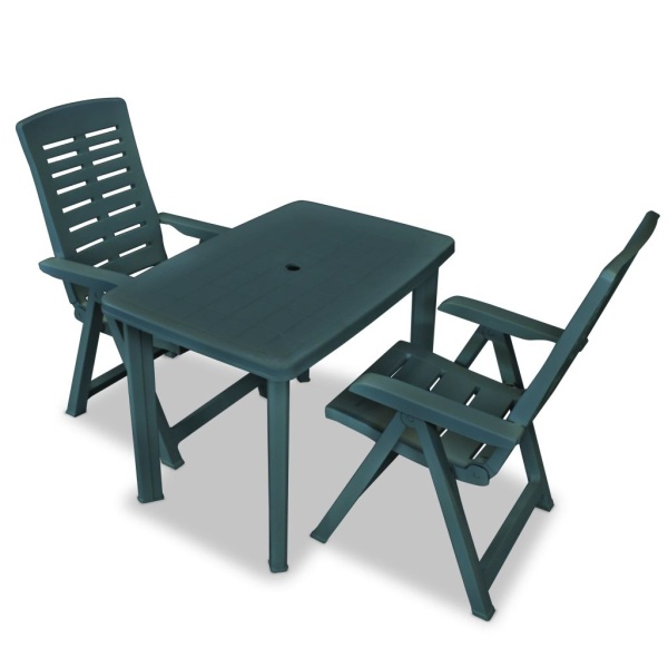 Set Mobilier Bistro 3 Piese Verde Plastic 275078